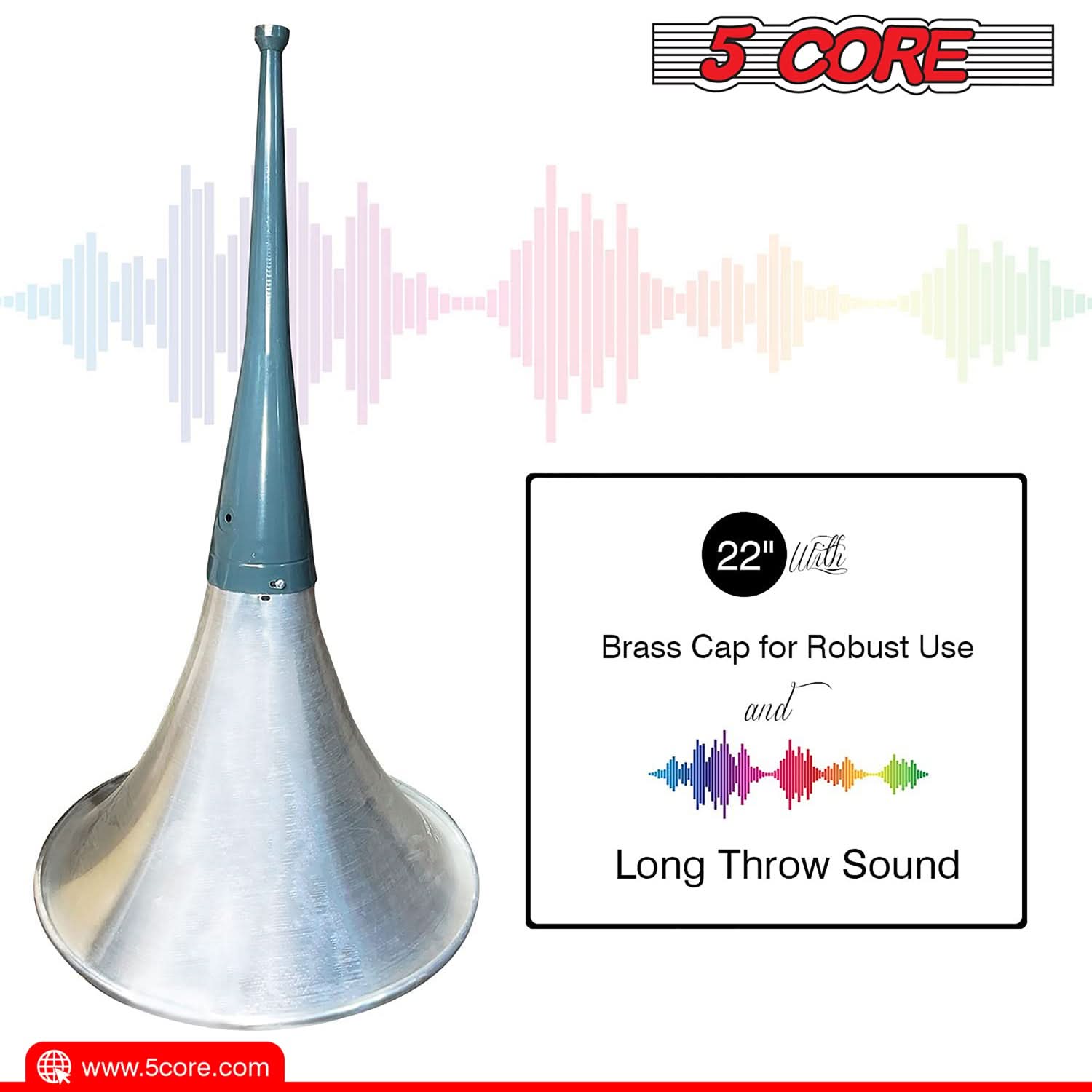 5 CORE 22" With Brass Cap for Robust Use and Long Throw Sound @ www.5core.com