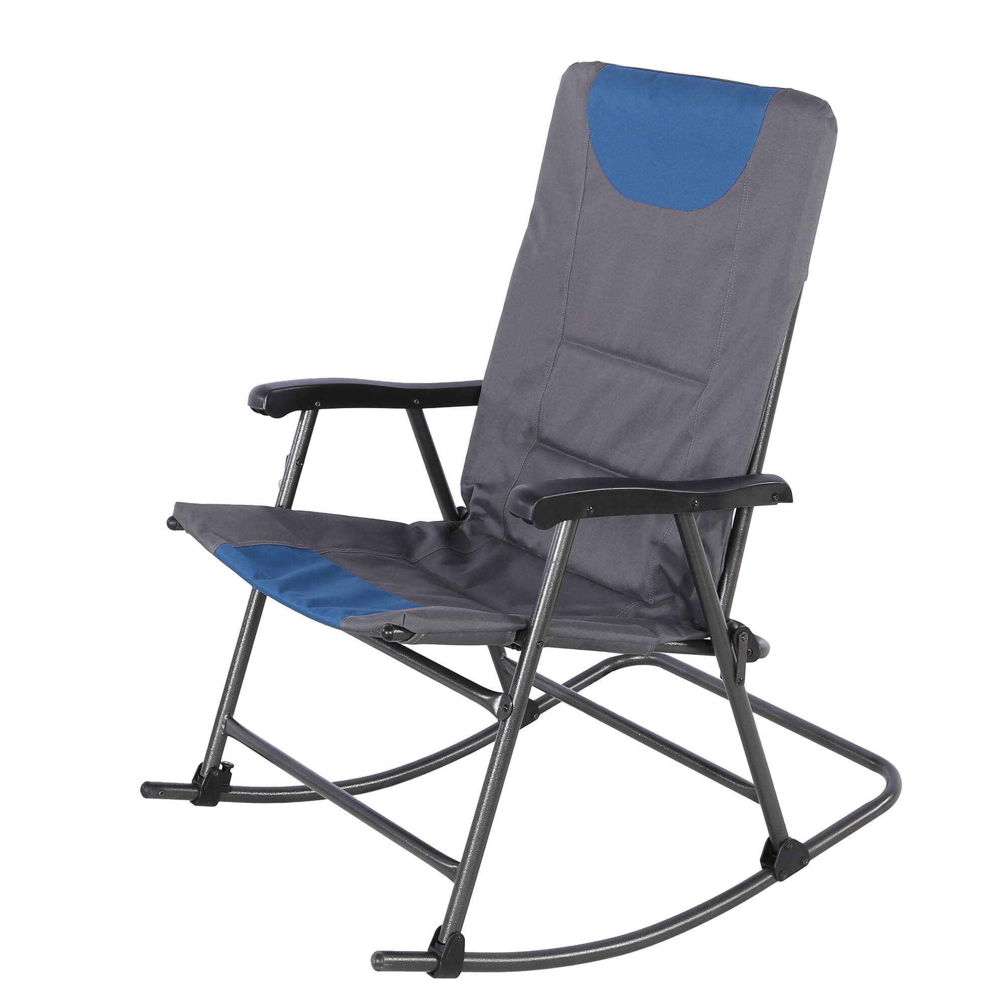Alt View 4. Ainfox - Outdoor Folding Rocking Chair with Padded & Armrests,Portable Rocker for Patio,Lawn, Beach and RV Travel - Blue.