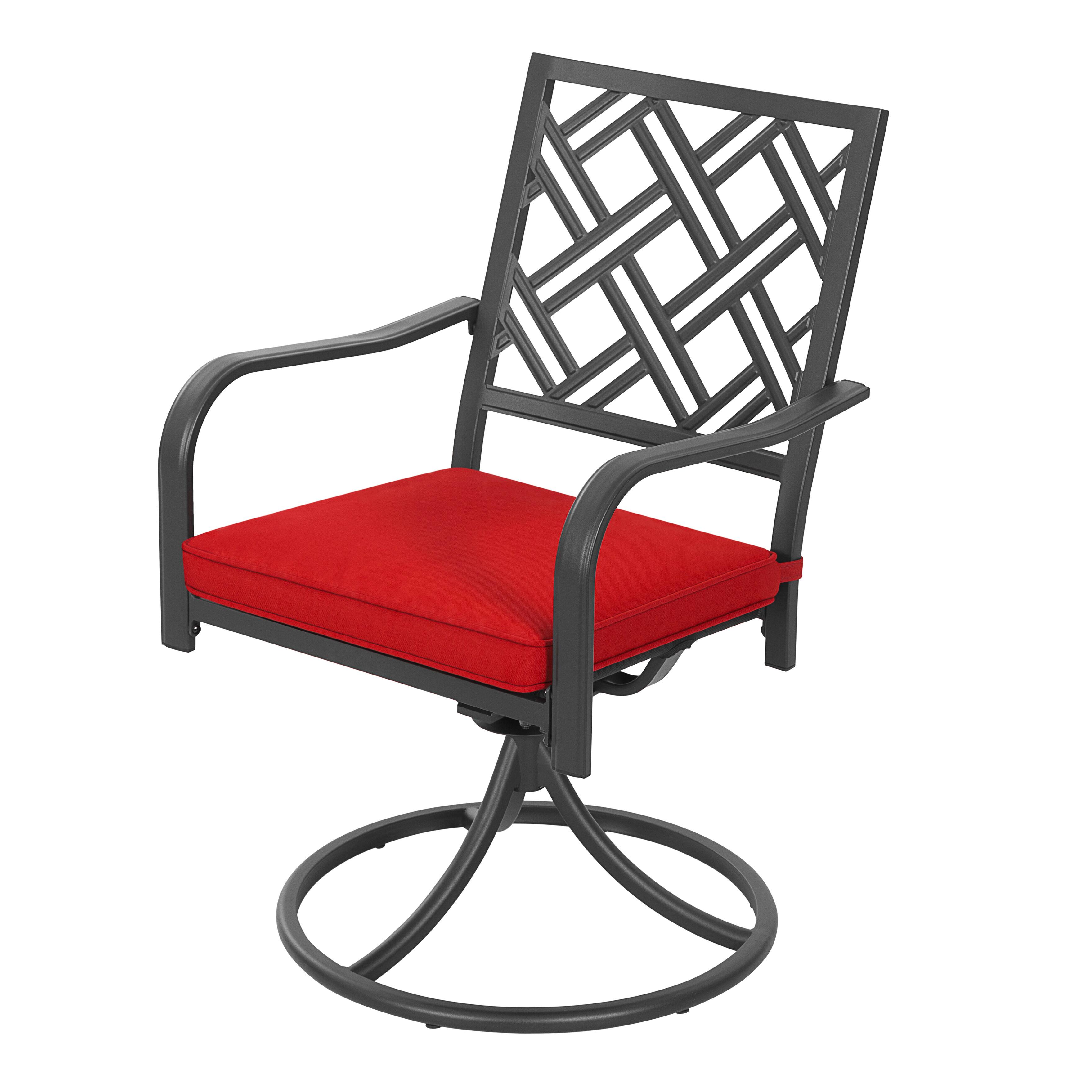 Alt View 6. Nuu Garden - Outdoor 2-Piece Dining Chairs, 360-Degree Rotation and Cushions - Black and Red.