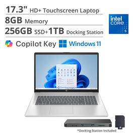 HP - 17.3" HD+ Touchscreen Laptop,Intel 5 120U,8GB RAM,256GB SSD+1TB Dock Set,Intel Graphics,Backlit,Win 11 - Silver