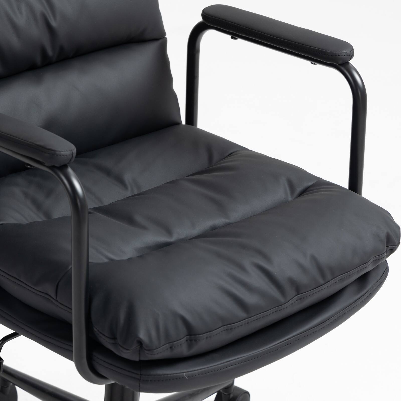 Alt View 2. Spaco - Spaco Executive Office Chair with Ergonomic PU Leather, 40° Recline, Swivel with Wheels, for Home Office - Black.