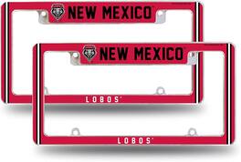 Rico Industries - New Mexico NCAA Lobos (Set of 2) Chrome Metal License Plate Frames with Bold Full Frame Design - Multi