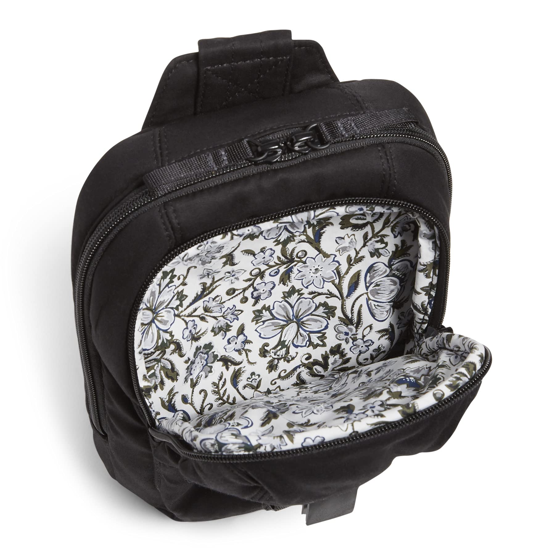 Left. Live At Space - Women's Cotton Utility Sling Backpack  Black - Recycled One Size - Galaxy Gray - Recycled Cotton-One Size.