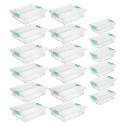 Front. Sterilite - Sterilite Large Clip Storage Box, 12 Pack, and Small Clip Storage Box, 6 Pack.