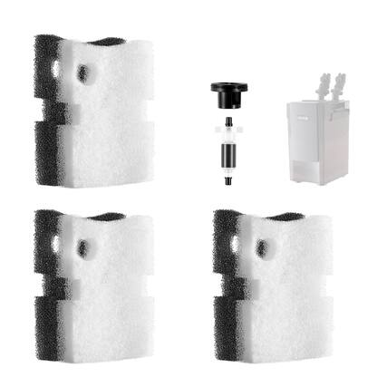Front. VEVOR - Aquarium Filter Media Pads, 6 PCS Replacement with Impeller for AQ500, Canister Floss Replacement for Fish Tank - White;Black.