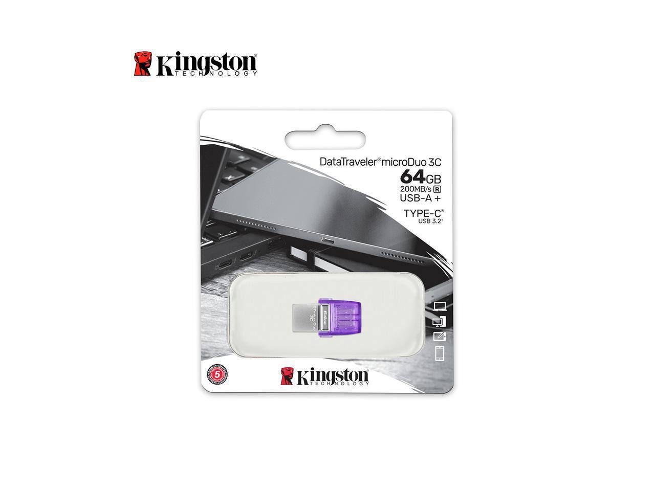 Kingston Technology DataTraveler microDuo 3C 64GB 200MB/s USB-A + TYPE-C USB 3.2