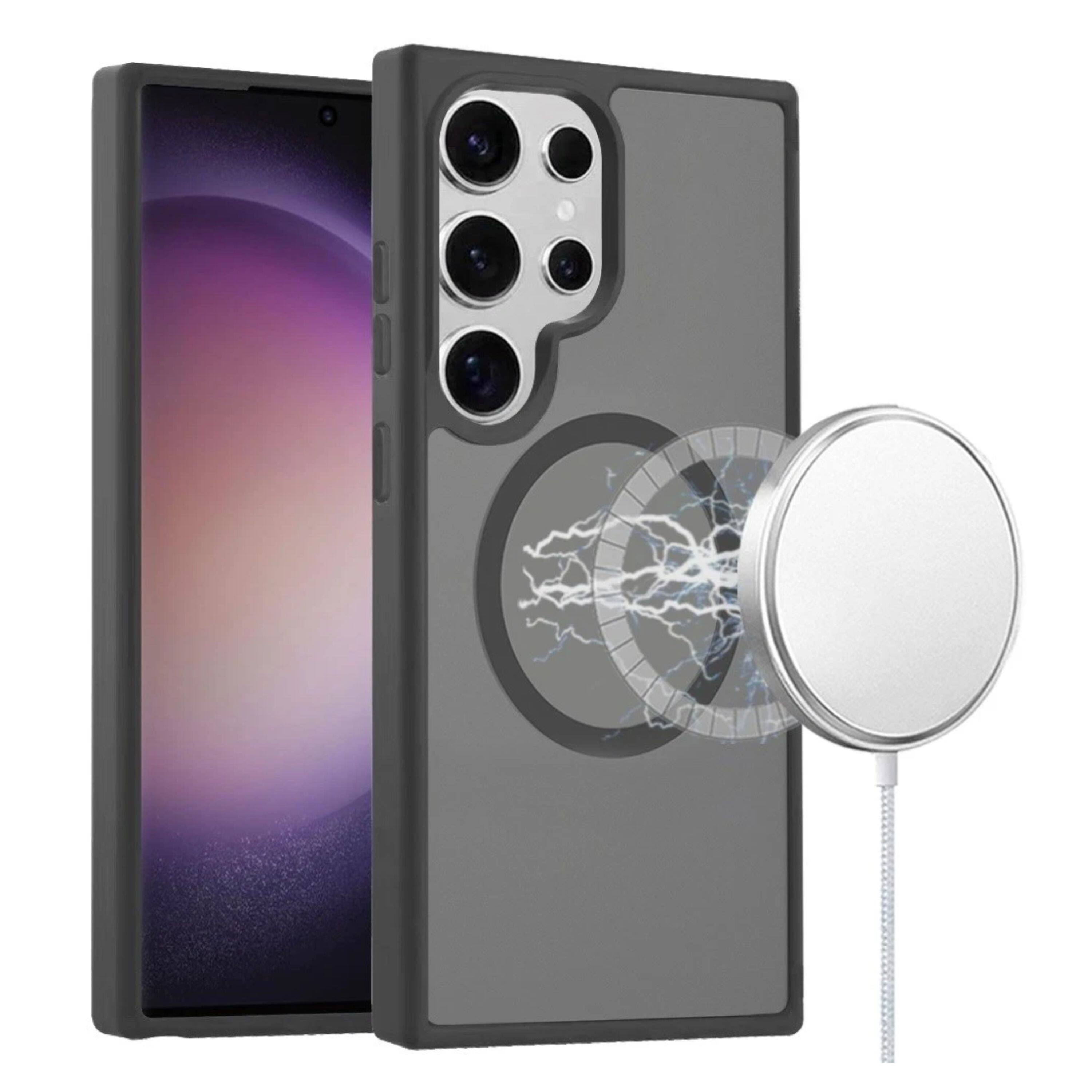 Angle. Kitcheniva - Translucent Phone Cover Magnetic Circle For Samsung S23 Ultra Black - Black.