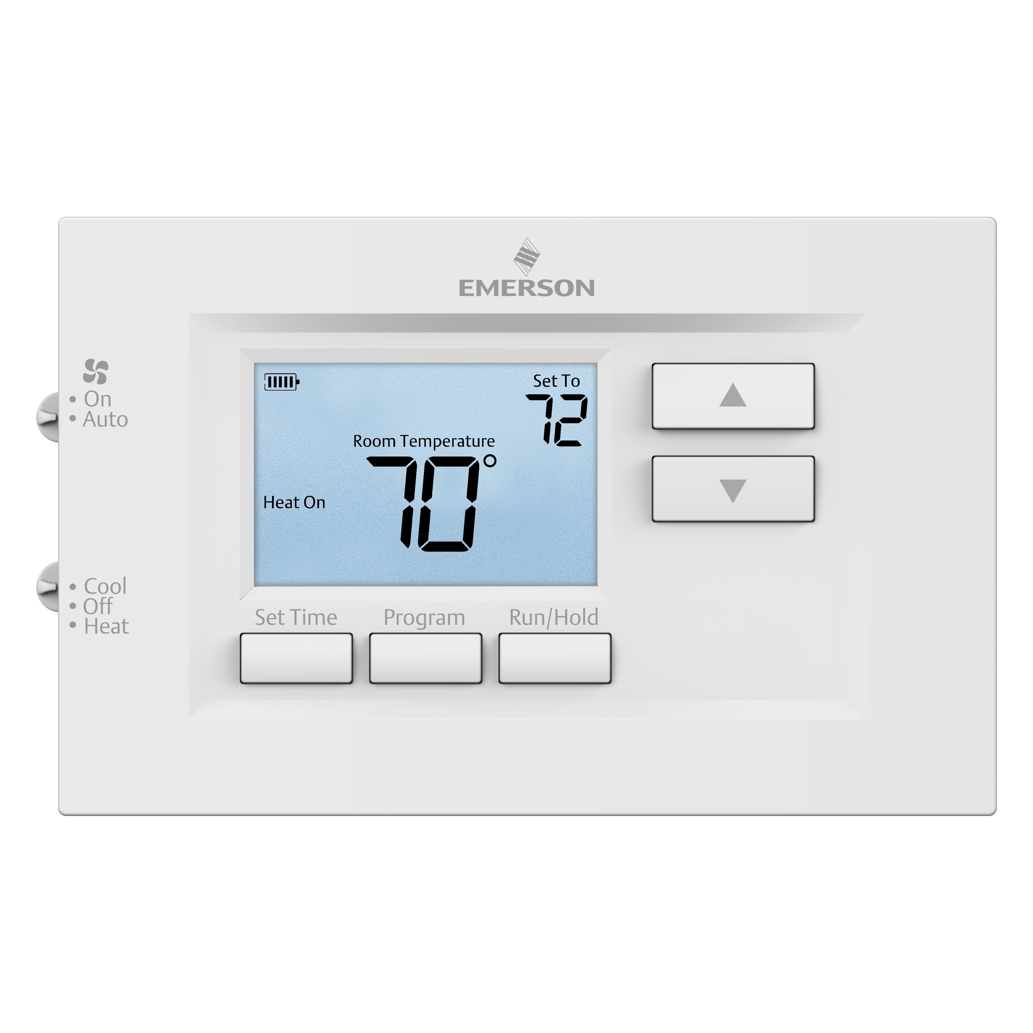 Emerson - 70 Series, 7 Day Programmable, Single Stage (1H/1C) Thermostat - White - Front_Zoom