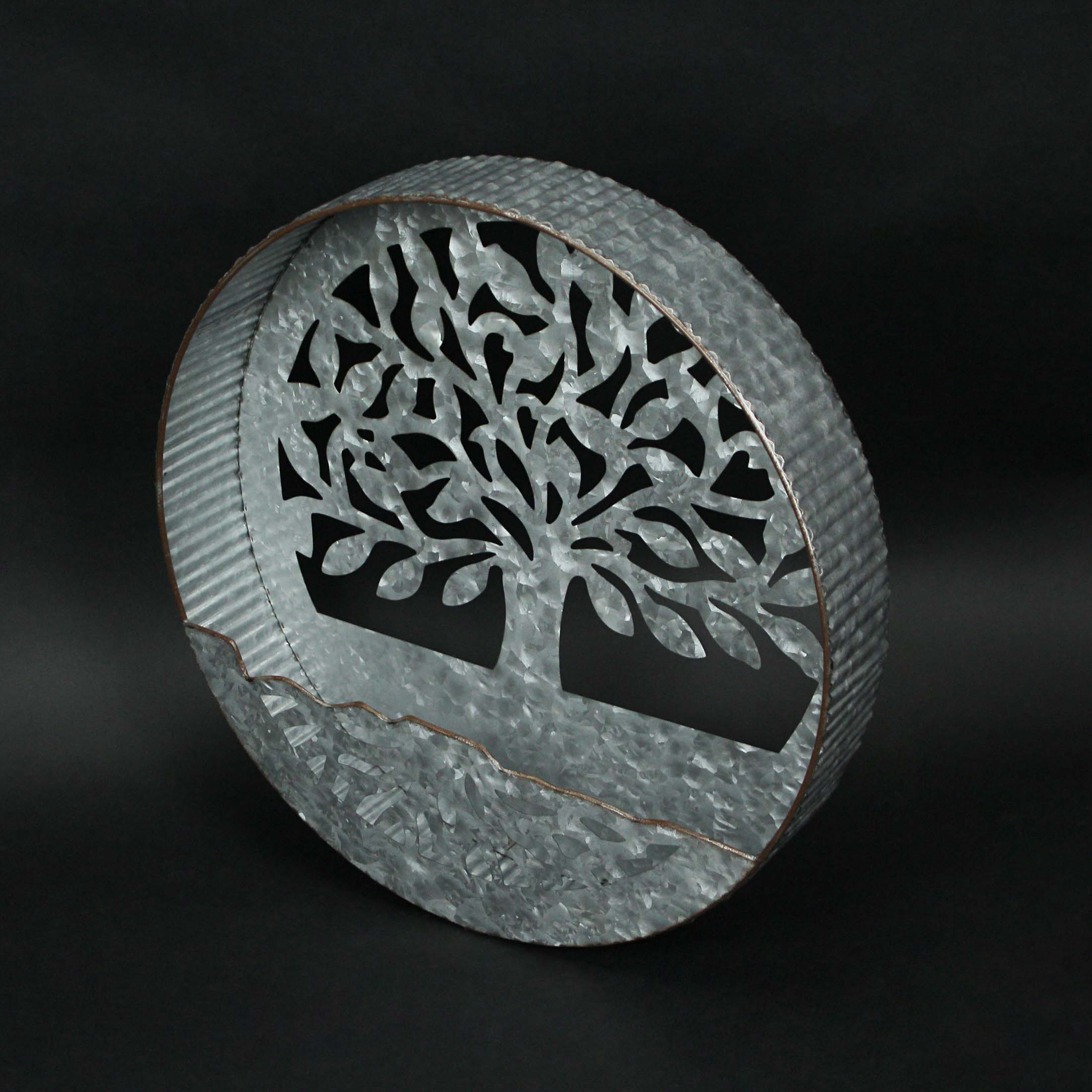Alt View 1. Special T Imports - Galvanized Metal Tree of Life Wall Pocket Planter Rustic Decorative Plant Vase - Grey.