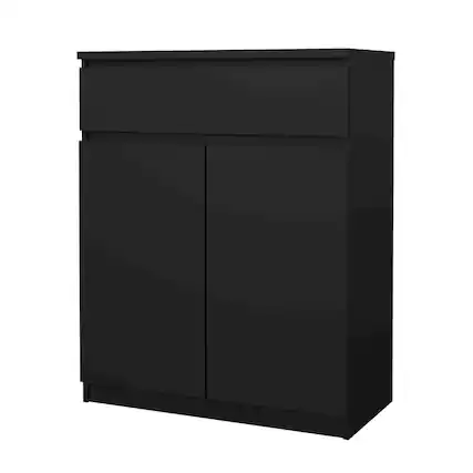 Front. Tvilum - Scottsdale 1 Drawer, 2 Door Sideboard Matte - Black.