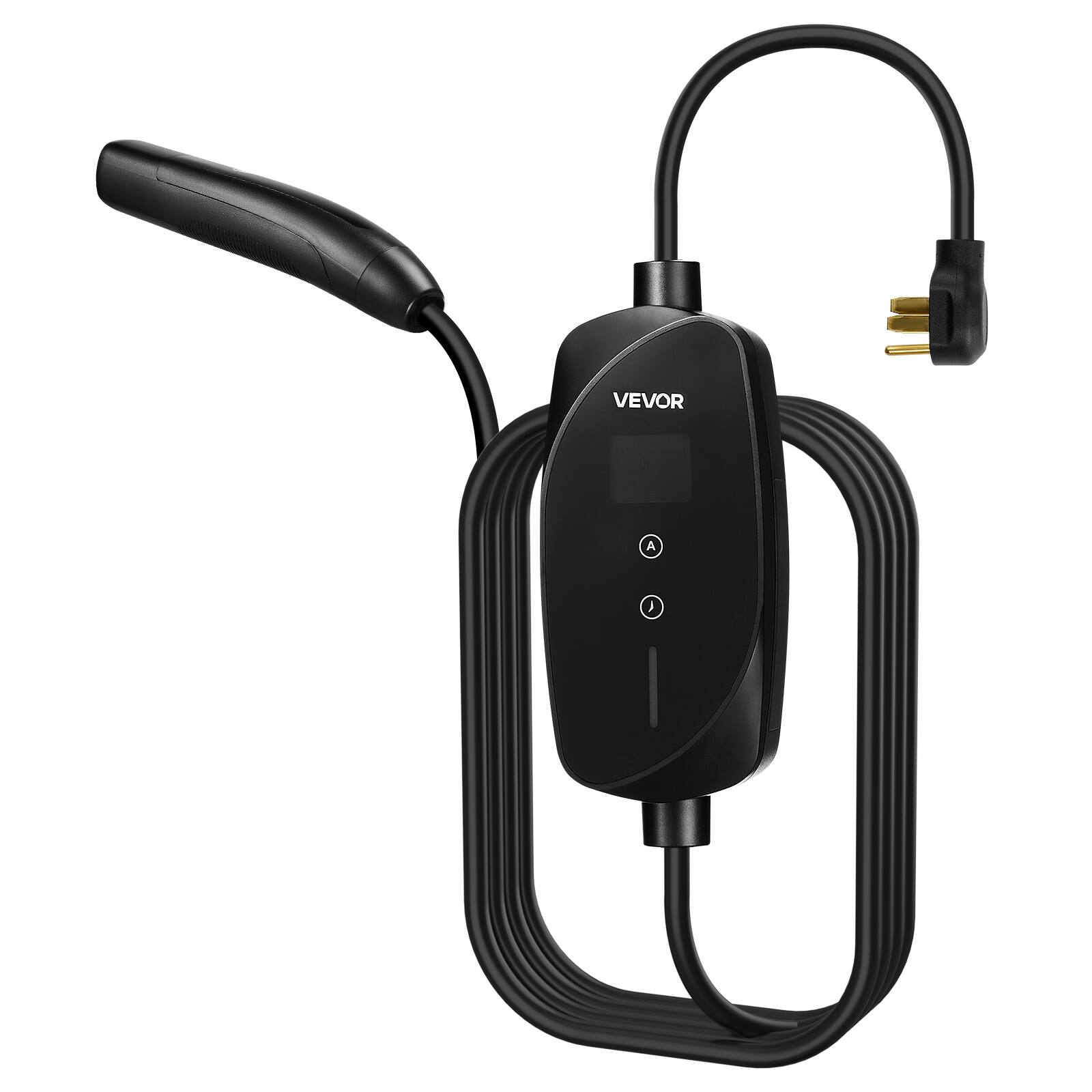 Alt View 5. VEVOR - Level 2 Tesla Charger, 32 Amp Adjustable Current, 240V Portable Home Electric Car EV Charger with 25 ft Charging Cable - Black.