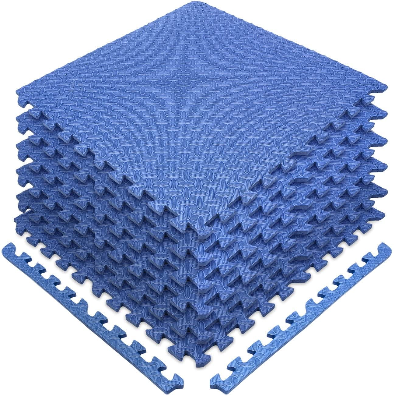 Sorbus - 24 Sq Ft EVA Foam Interlocking Exercise Mat, 6-Tile - Blue