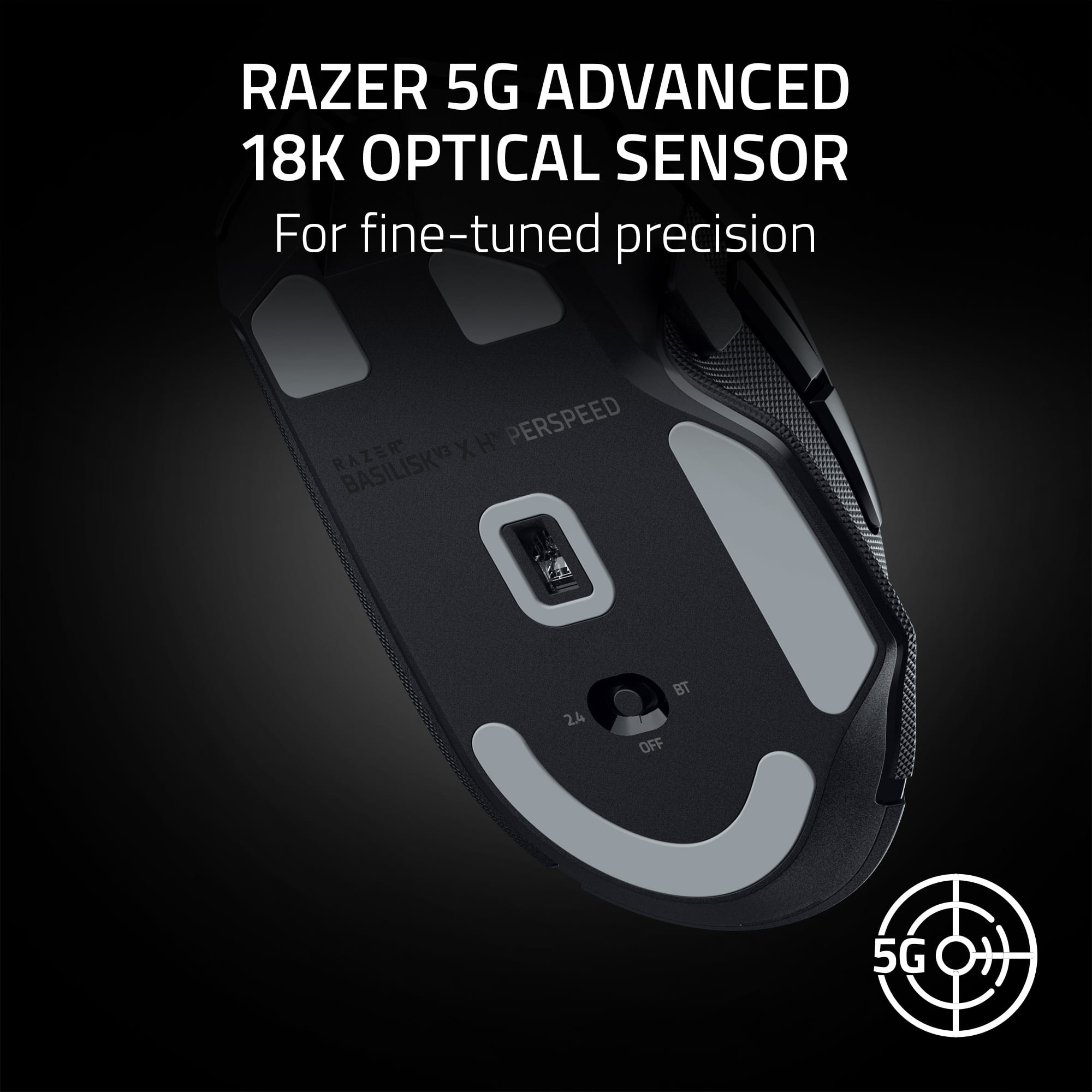 RAZER 5G ADVANCED 18K OPTICAL SENSOR For fine-tuned precision H PERSPEED RAZER BASILISK X H 2.4 BT OFF 5G