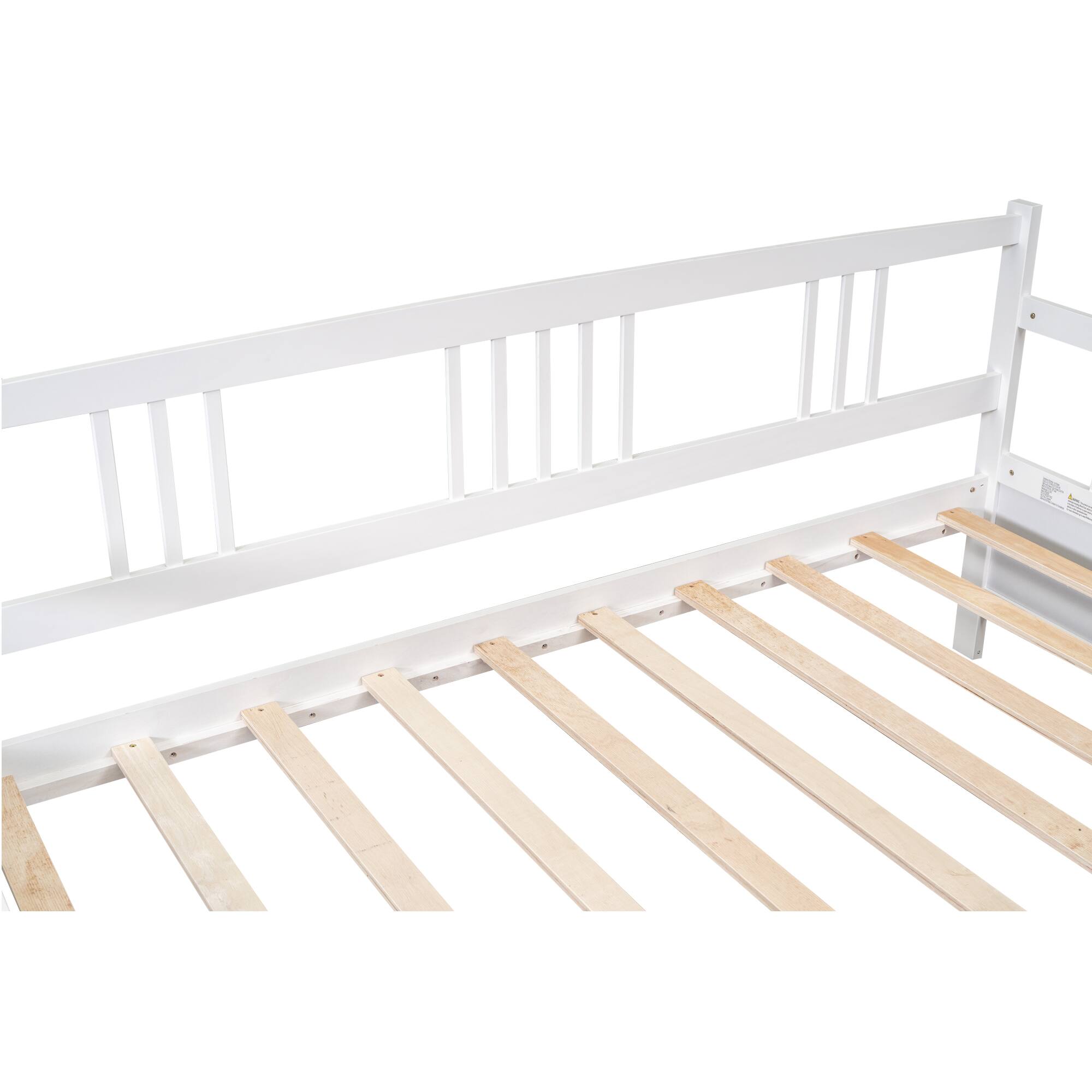 Alt View 9. Whisen - Wood Daybed with Two Storage Drawers, Multi-Functional Sofa Bed Frame - White.