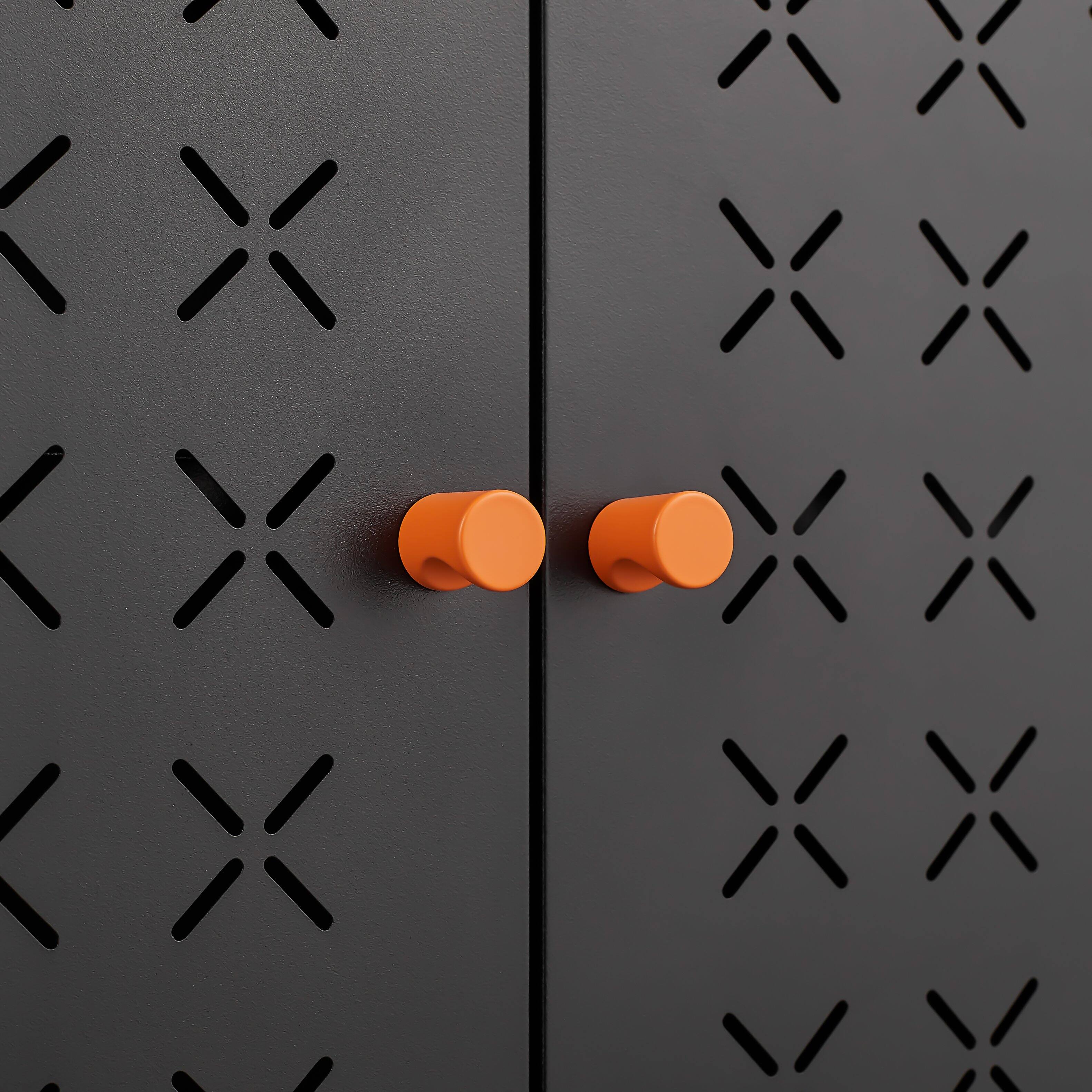 Alt View 1. GOODSILO - Grid Double Door Shoe Cabinet with Adjustable Shelves & Elevated Base - Black.