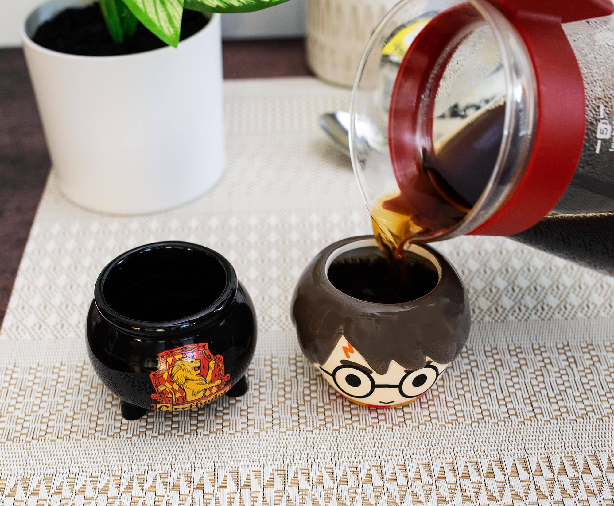 Alt View 2. Silver Buffalo - Harry Potter Chibi Harry & Cauldron Sculpted Ceramic Mini Mugs | Set of 2 - Black.
