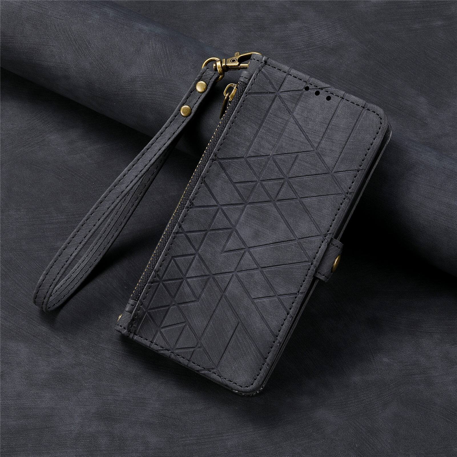 Alt View 2. Dteck - For Samsung S25 Ultra Zipper Wallet PU Leather Handbag Purse Flip Kickstand Folio Card Slots Holder Wrist Strap Cover - Black.