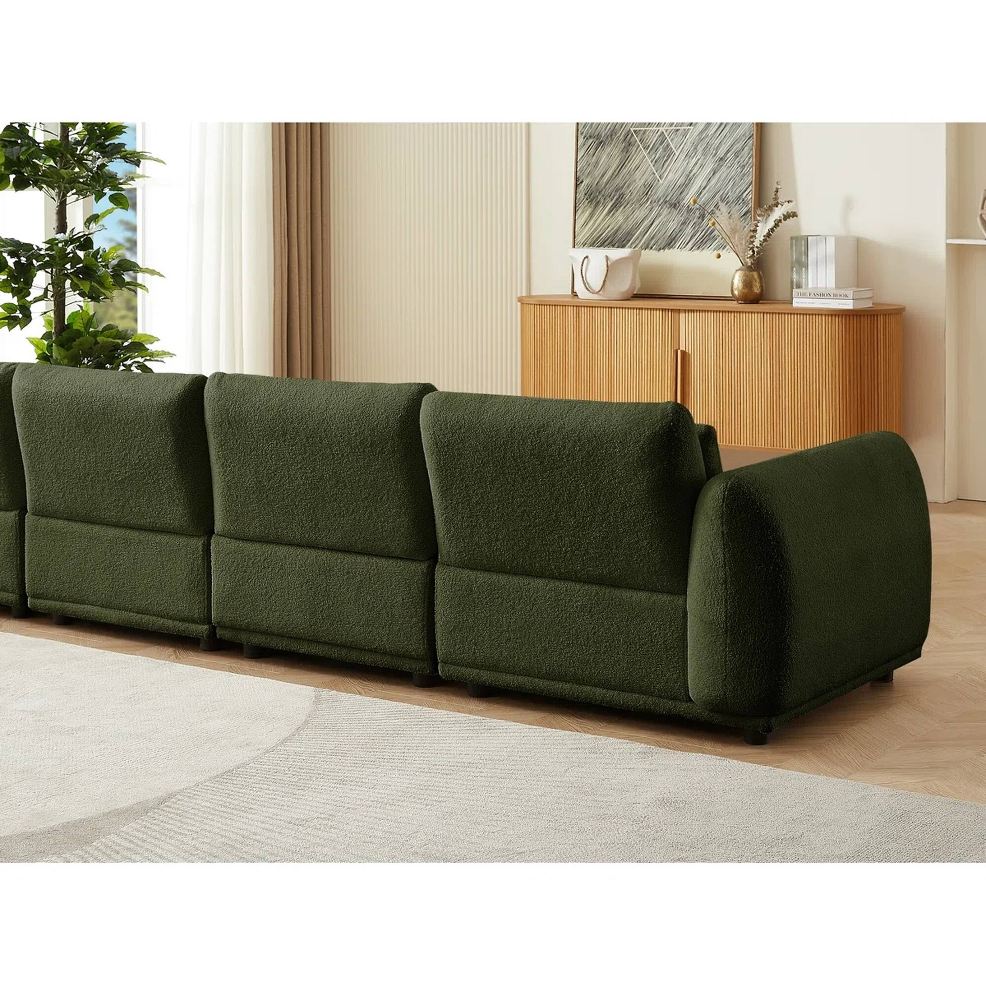 Alt View 1. Yardgrace - 4-Piece Upholstered Sectional Sofa – Stylish & Comfortable for Living Room - Green.