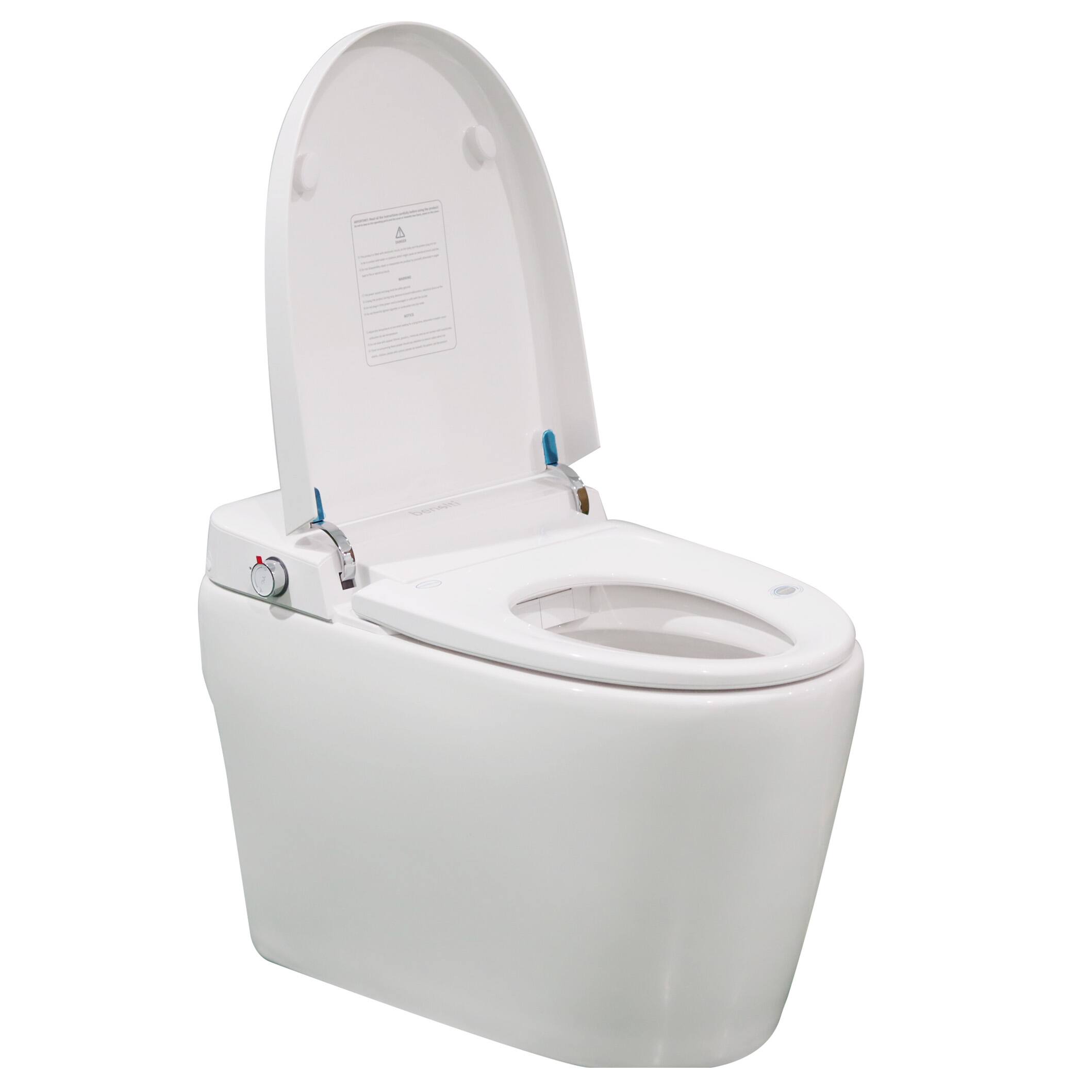 Alt View 5. Benolti - 6100SA Smart Bidet Toilet, 1.28 GPF, White, UV Clean, Auto Flush, Heated Seat, Auto Open/Close, Elongated, Tankless - White.