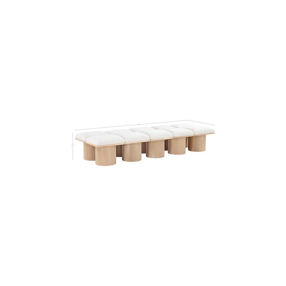 Alt View 4. Meridian Furniture - Pavilion Cream Boucle Fabric Bench - Beige.