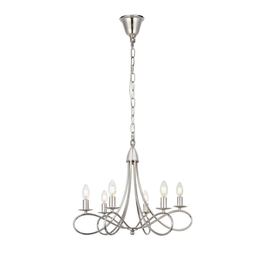 Angle. Urban Classic - Lyndon 6 light polished Nickel Pendant - Polished Nickel.