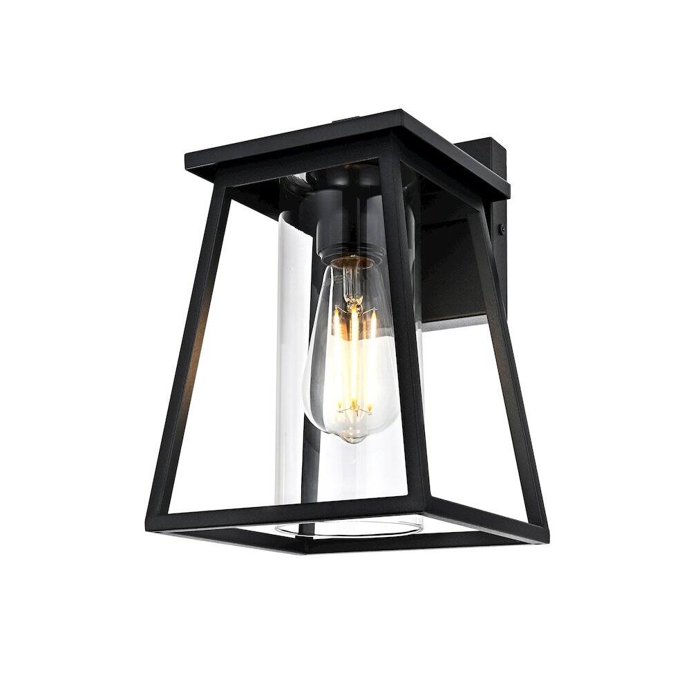 Left. Elegant Lighting - Lambert 7 inch Outdoor Pendant in Black - Black.