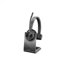 Front. HP - HP Poly Voyager 4310 UC Wireless Monoaural Headset with Charging Stand and USB-A Adapter, Microsoft Teams Certified - Black.