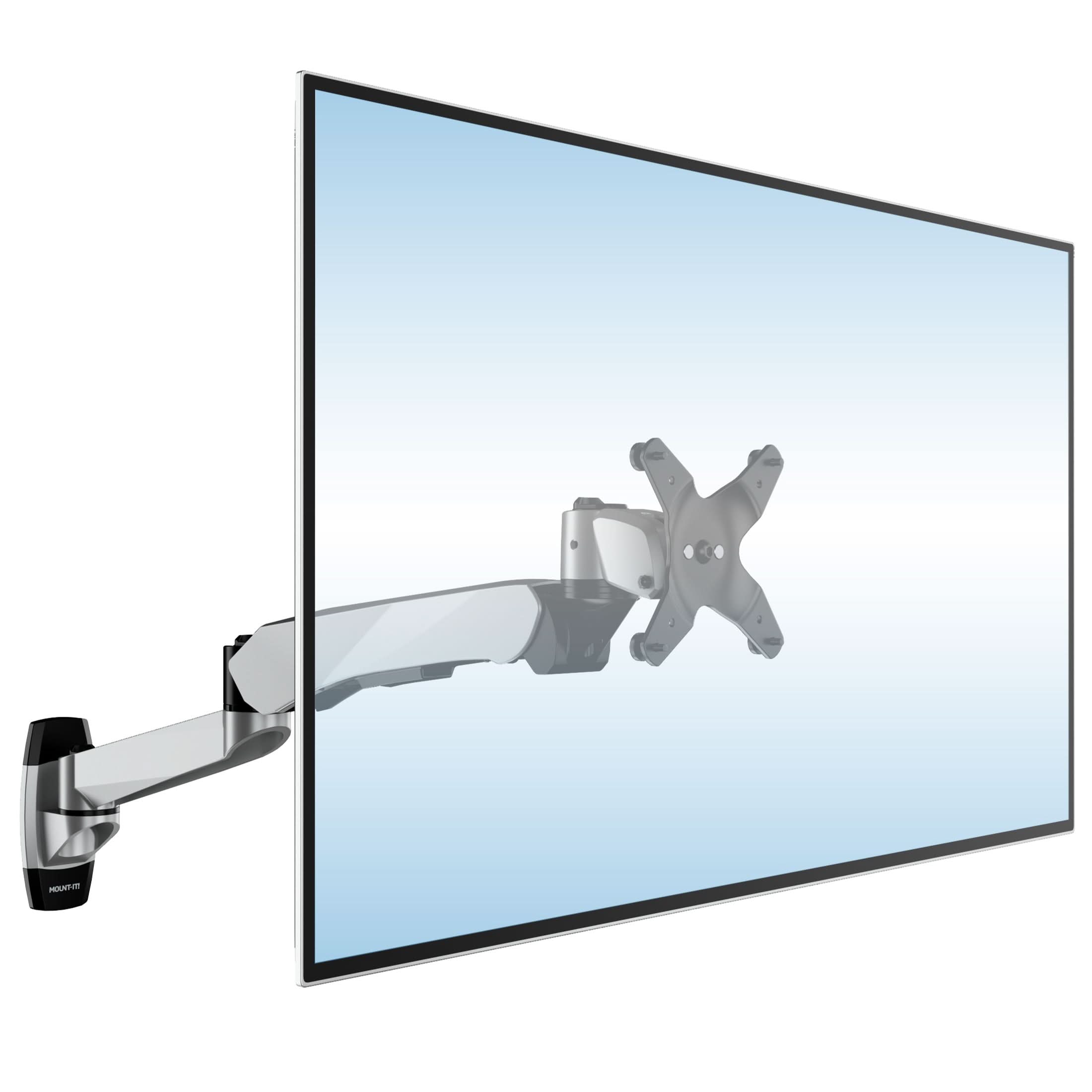 Alt View 7. Mount-It! - CLiX Series Fully Adjustable Monitor Wall Mount with Gas Spring Arm, 13"-32", Silver - Silver.