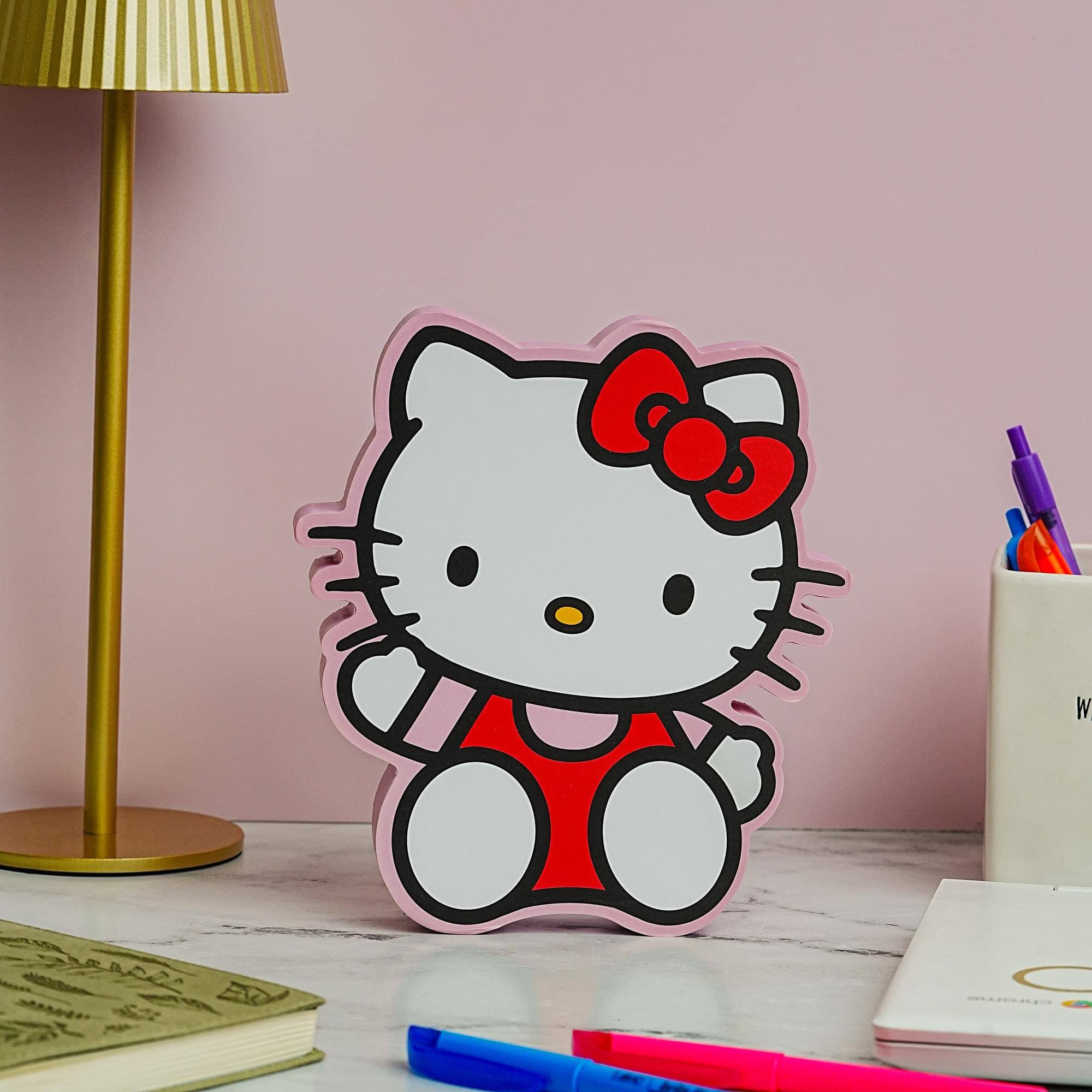 Alt View 10. Silver Buffalo - Sanrio Hello Kitty Waving Die-Cut Wooden Wall Art Sign | 8 x 7 Inches - White.