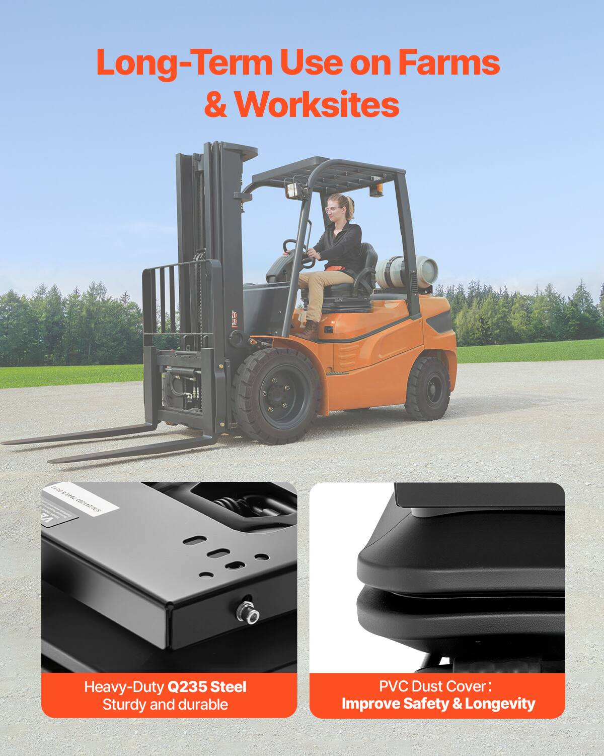 Long-Term Use on Farms & Worksites

Heavy-Duty Q235 Steel
Sturdy and durable

PVC Dust Cover:
Improve Safety & Longevity