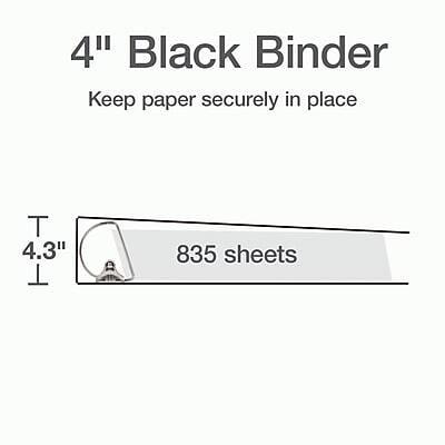 4" Black Binder  
Keep paper securely in place  

4.3"  
835 sheets