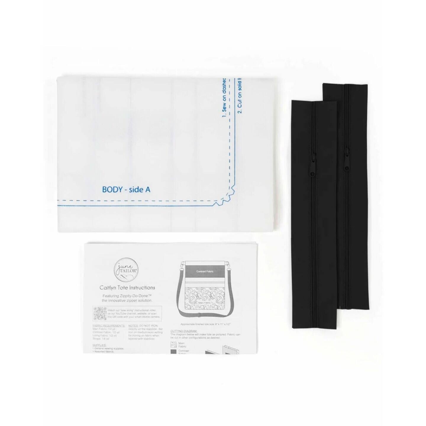 Sew on clothing 1. Cut on solid 2. BODY - side A. sune TAILOR - i Caltlyn Tote Instructions Featuring Zipper-Do-Done the innovative zipper solution. Lm ve - - - W - NOT HUN - - - NTIN ituroma - -