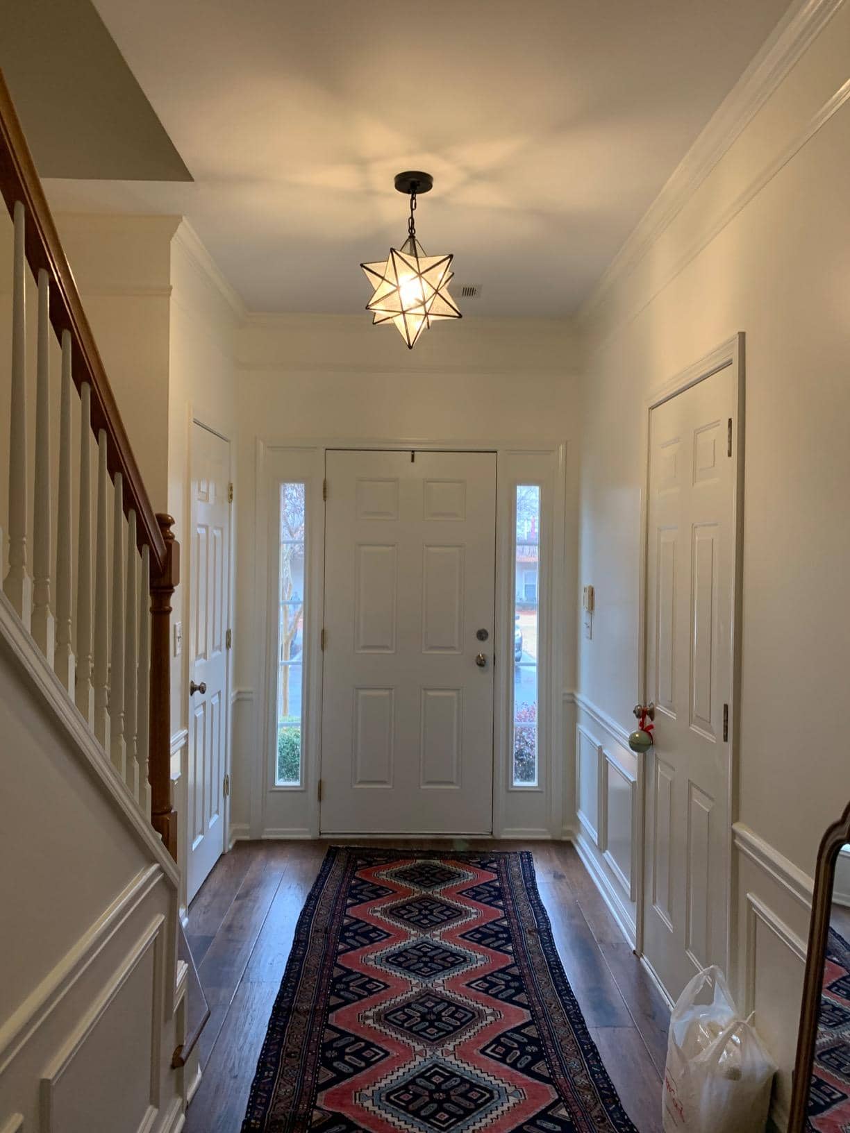 Alt View 4. MOOSE - Moravian Star Pendant Light 14-inch Seeded Glass Shade - Black.