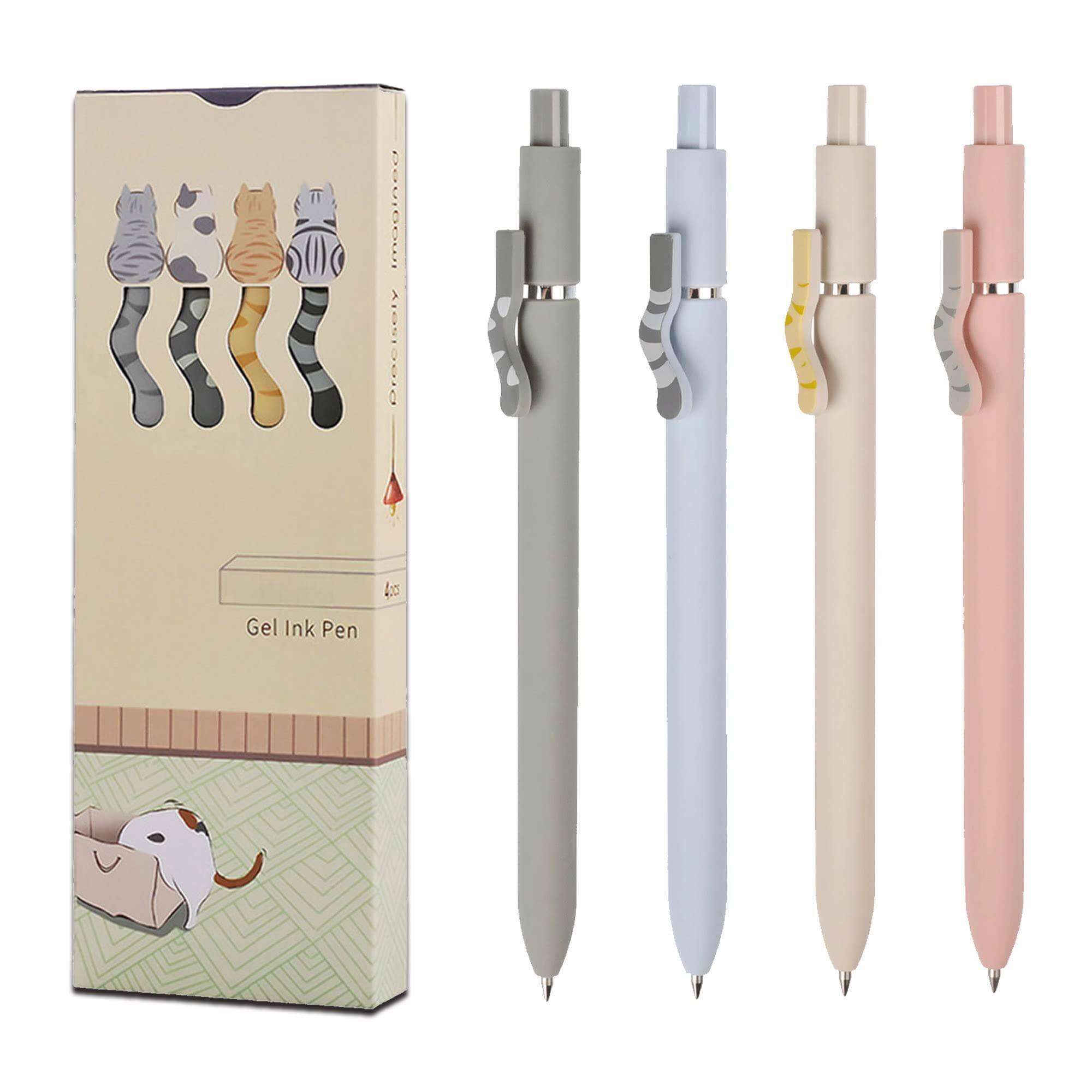 Sure, here is the corrected and grouped text from the image:

**Box:**
- "Gel Ink Pen"
- "4 pcs"

**Pen Caps:**
- "A:0"