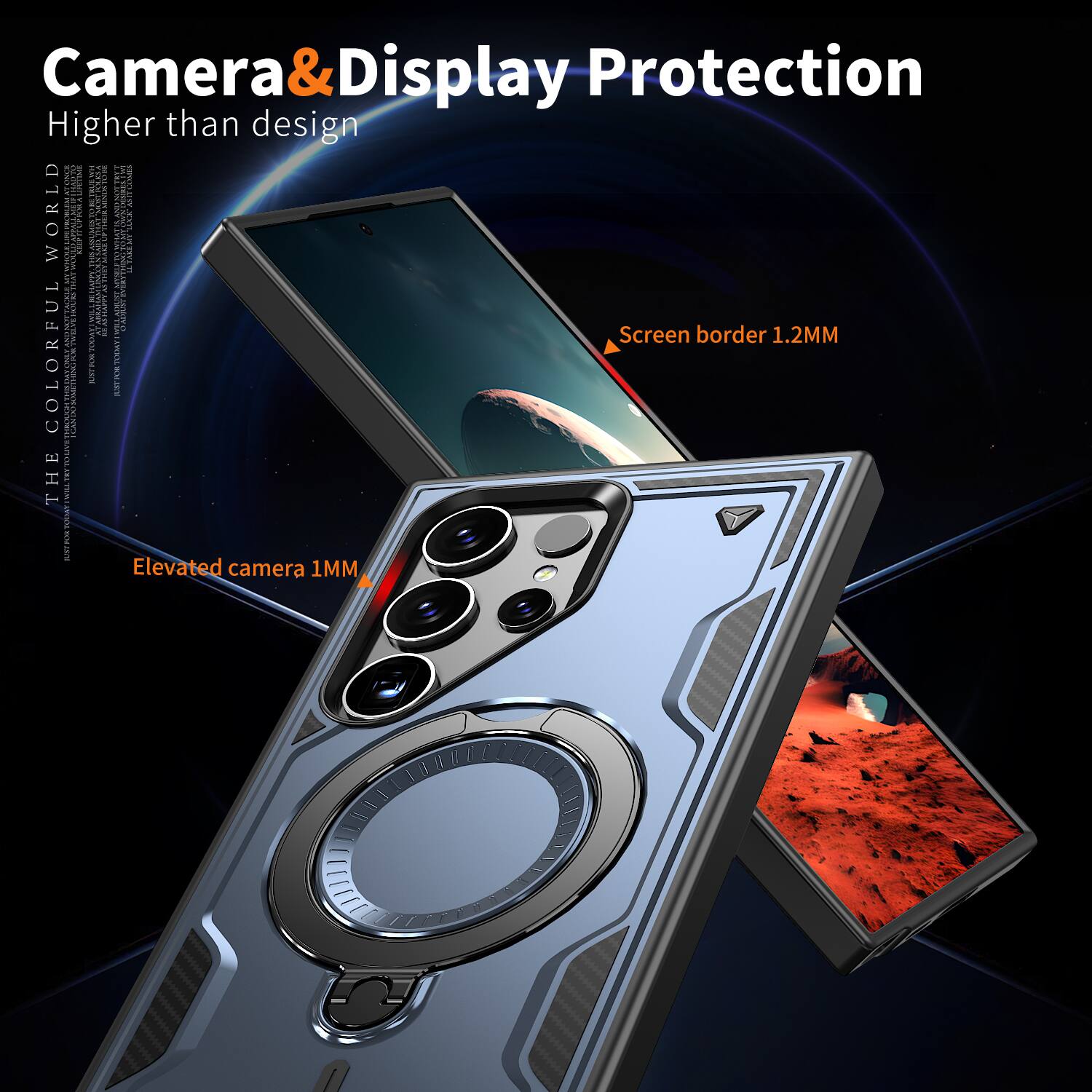 Camera & Display Protection  
Higher than design  

Screen border 1.2MM  
Elevated camera 1MM