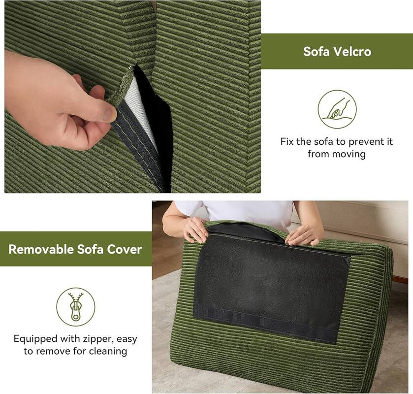 Sofa Velcro: Fix the sofa to prevent it from moving.

Removable Sofa Cover: Equipped with a zipper, easy to remove for cleaning.
