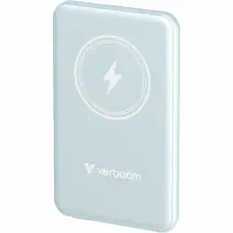 Verbatim - Charge 'n' Go Magnetic Wireless Power Bank 5000 mAh - Blue - For Smartphone - 5000 mAh - 20 W - USB Type-C