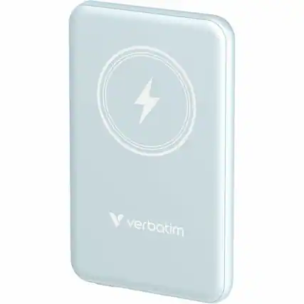 Front. Verbatim - Verbatim Charge 'n' Go Magnetic Wireless Power Bank 5000 mAh - Blue - For Smartphone - 5000 mAh - 20 W - USB Type-C.