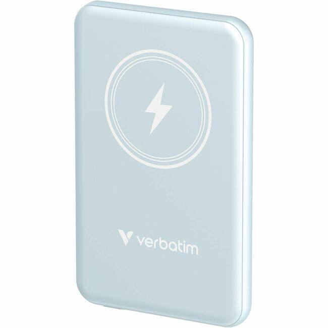 Front. Verbatim - Verbatim Charge 'n' Go Magnetic Wireless Power Bank 5000 mAh - Blue - For Smartphone - 5000 mAh - 20 W - USB Type-C.