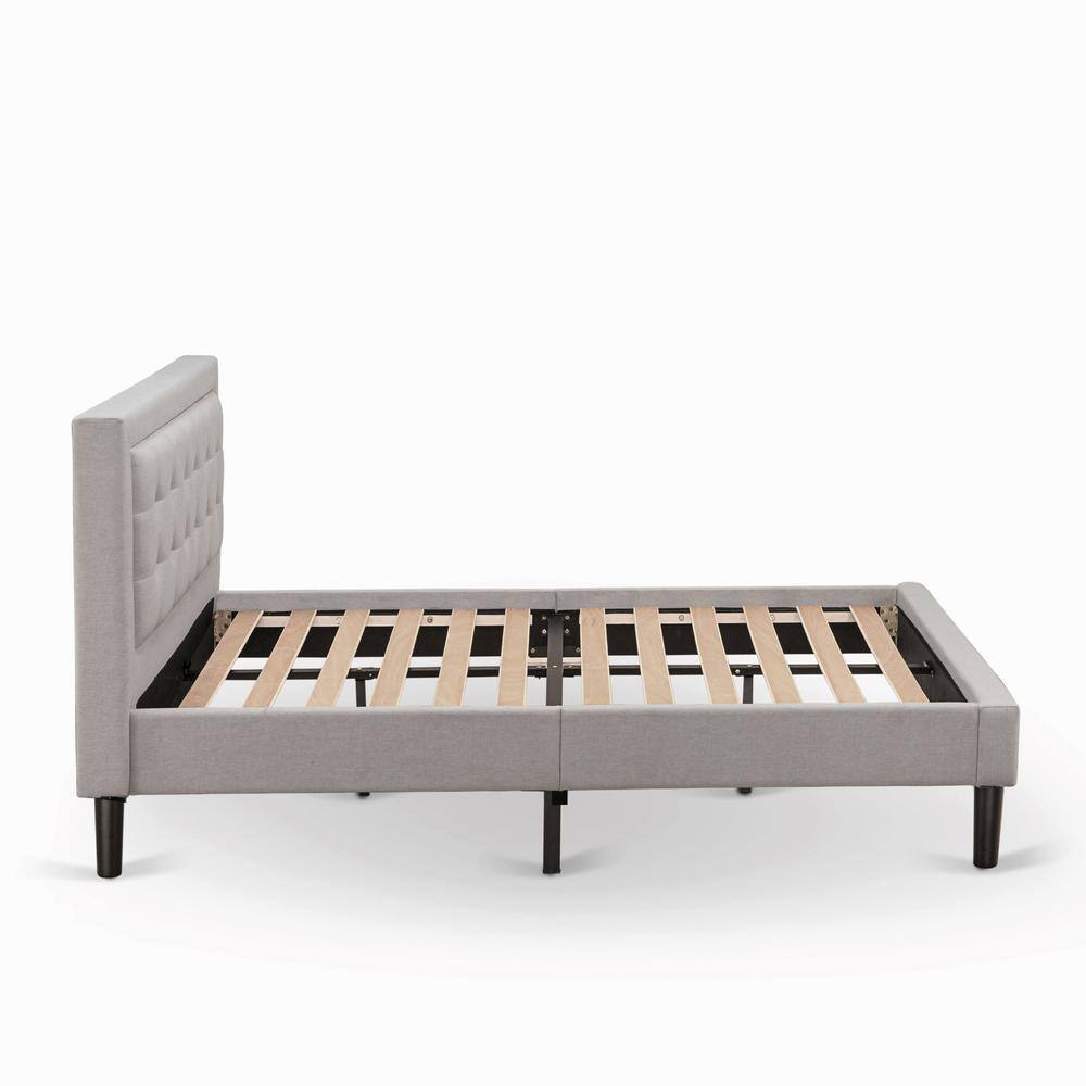 Alt View 2. East West Furniture - FN08F-1GA0C 2-Pc Fannin Bed Set with 1 Platform Bed and a Night Stand for Bedrooms - Mist Beige Linen Fabric - Mist Beige.