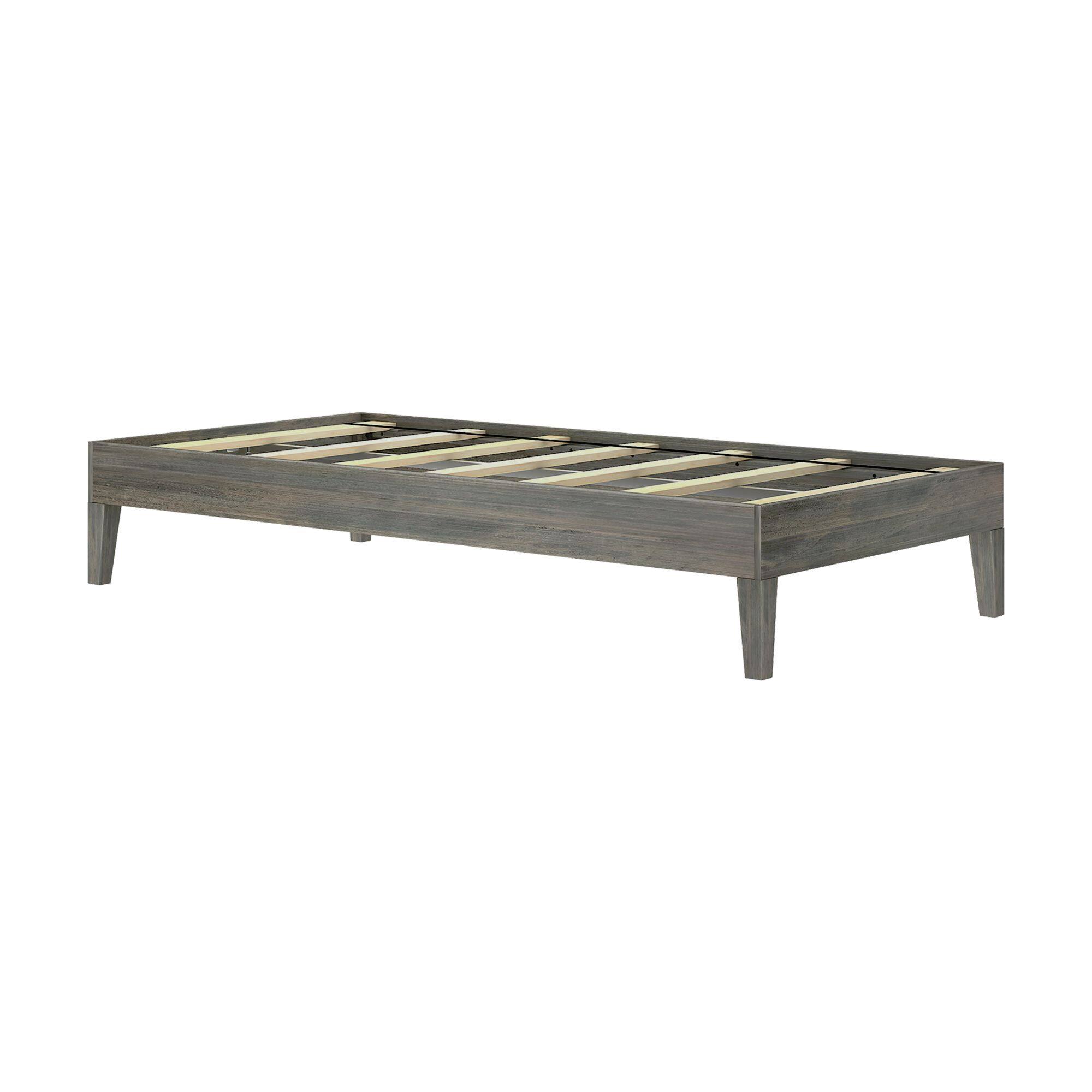 Alt View 2. Plank+Beam - Twin-Size Platform Bed, Driftwood - Driftwood.