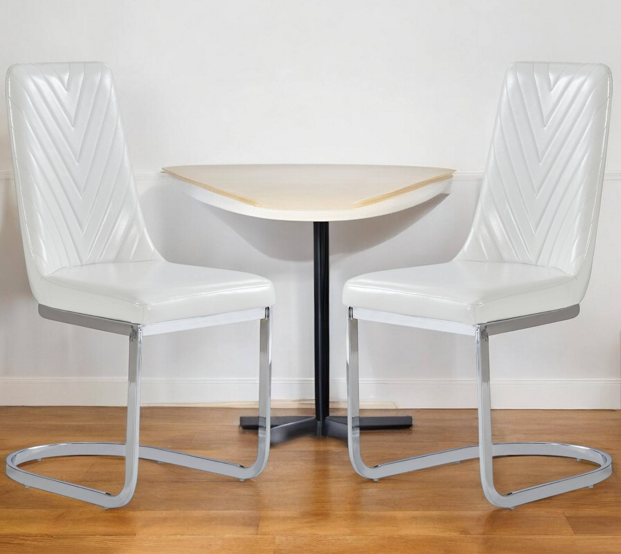 Angle. Hivvago - Hivvago Set of Two Upholstered Dining Side Chairs - White.