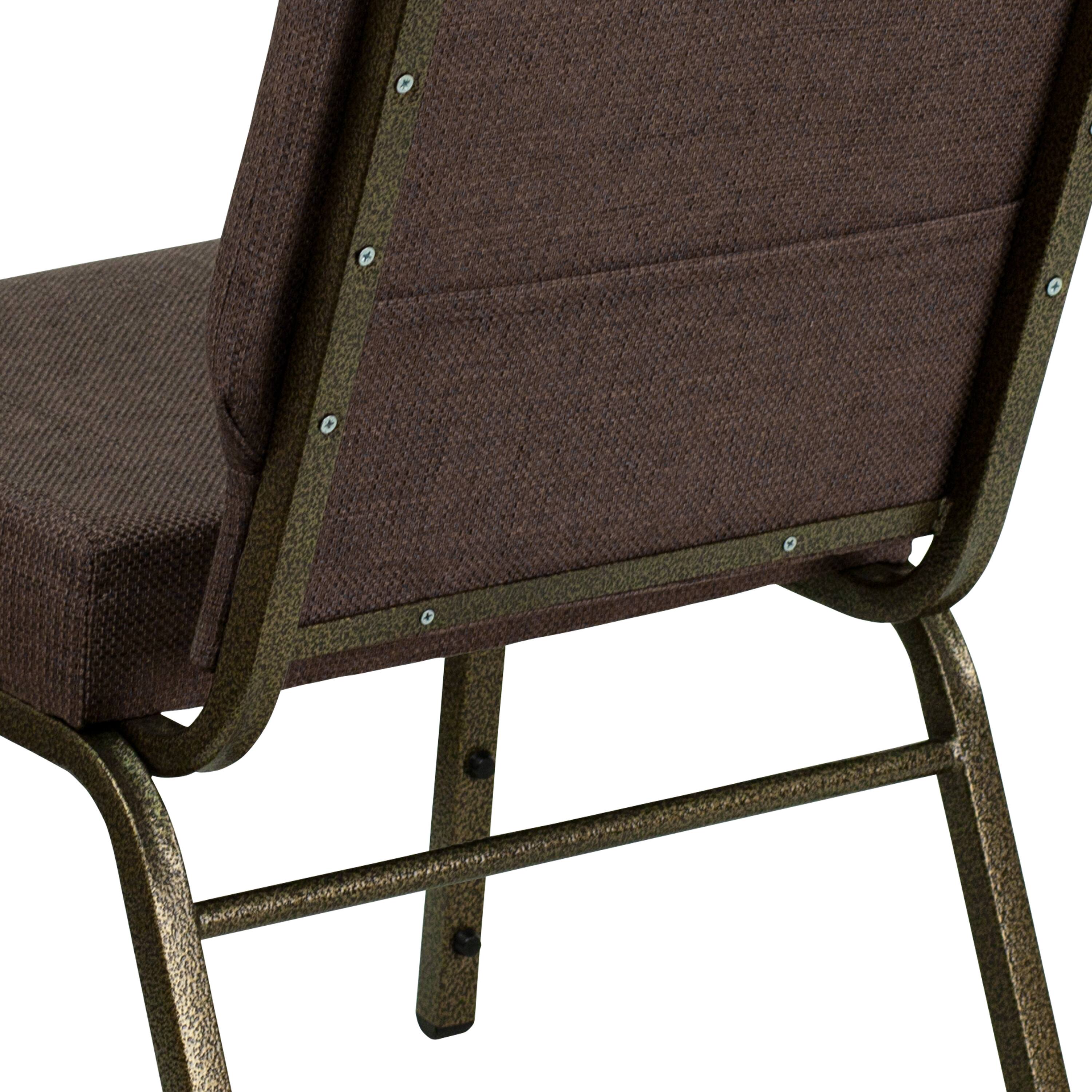 Alt View 8. Emma + Oliver - Stacking Auditorium Chair with 21" Seat - Brown Fabric/Gold Vein Frame.
