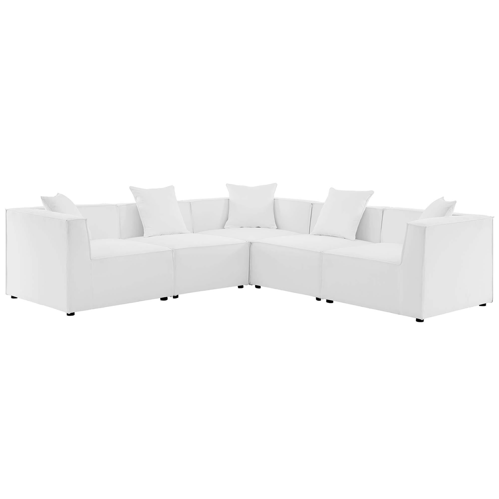 Angle. Modway - Saybrook 5-Piece Outdoor Patio Upholstered Sectional Sofa by Modway - White.
