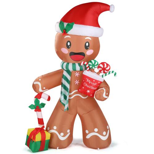 Winado - 8 FT Christmas Inflatables Decorations Gingerbread Man for Outdoor Indoor Lawn Holiday - Multicolor