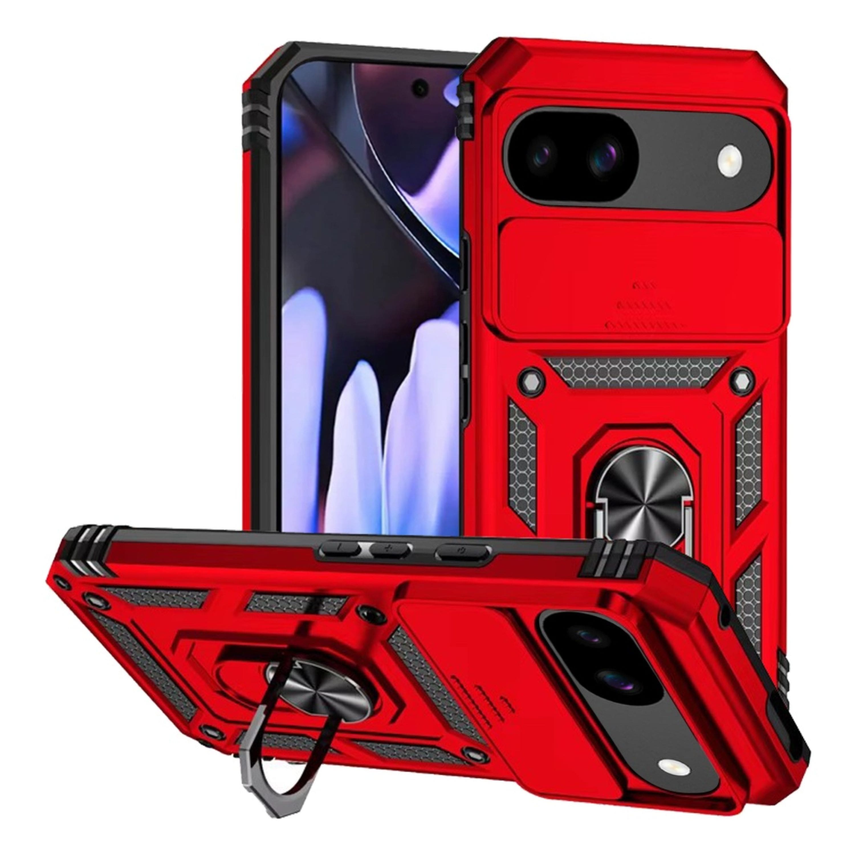 Kitcheniva - Shockproof Ring Stand Camera Lens Cover Phone Case With Tempered Glass For Google Pixel 9a - Red price history on PriceWatchPro