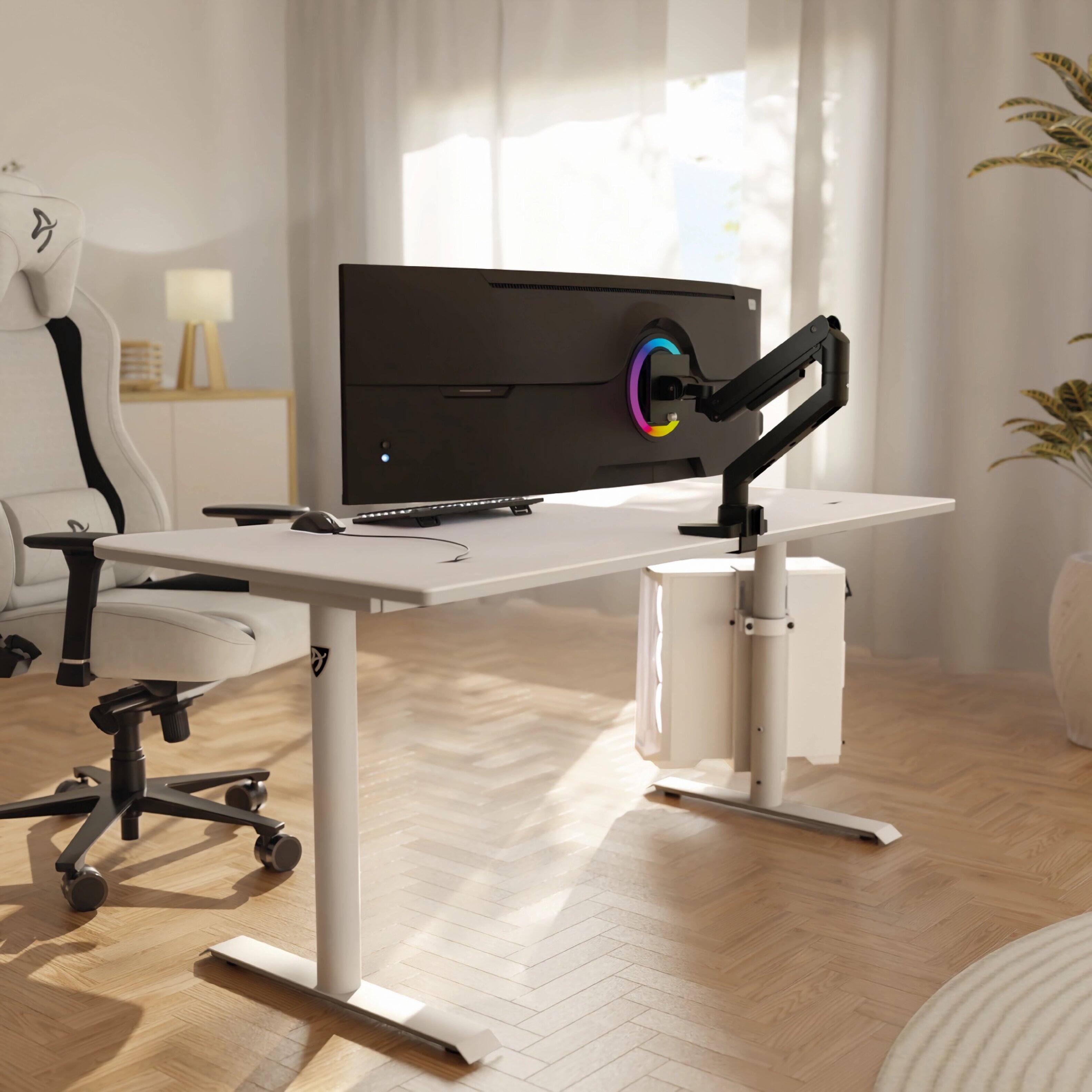 Alt View 1. Arozzi - Arozzi Alzare Neo Pro Gas Spring Heavy Duty Single Monitor Arm – Supports Large & Ultra-Wide Screens – Black - Black.