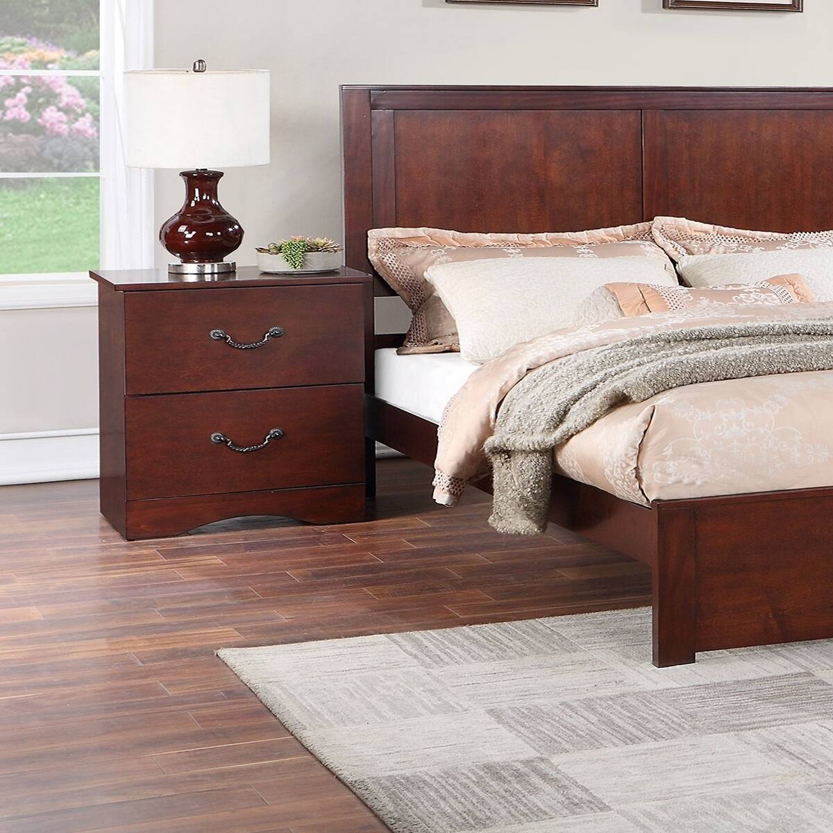Loheer Finish Nightstand, Two Drawer Bedside Table with Storage, Twenty ...