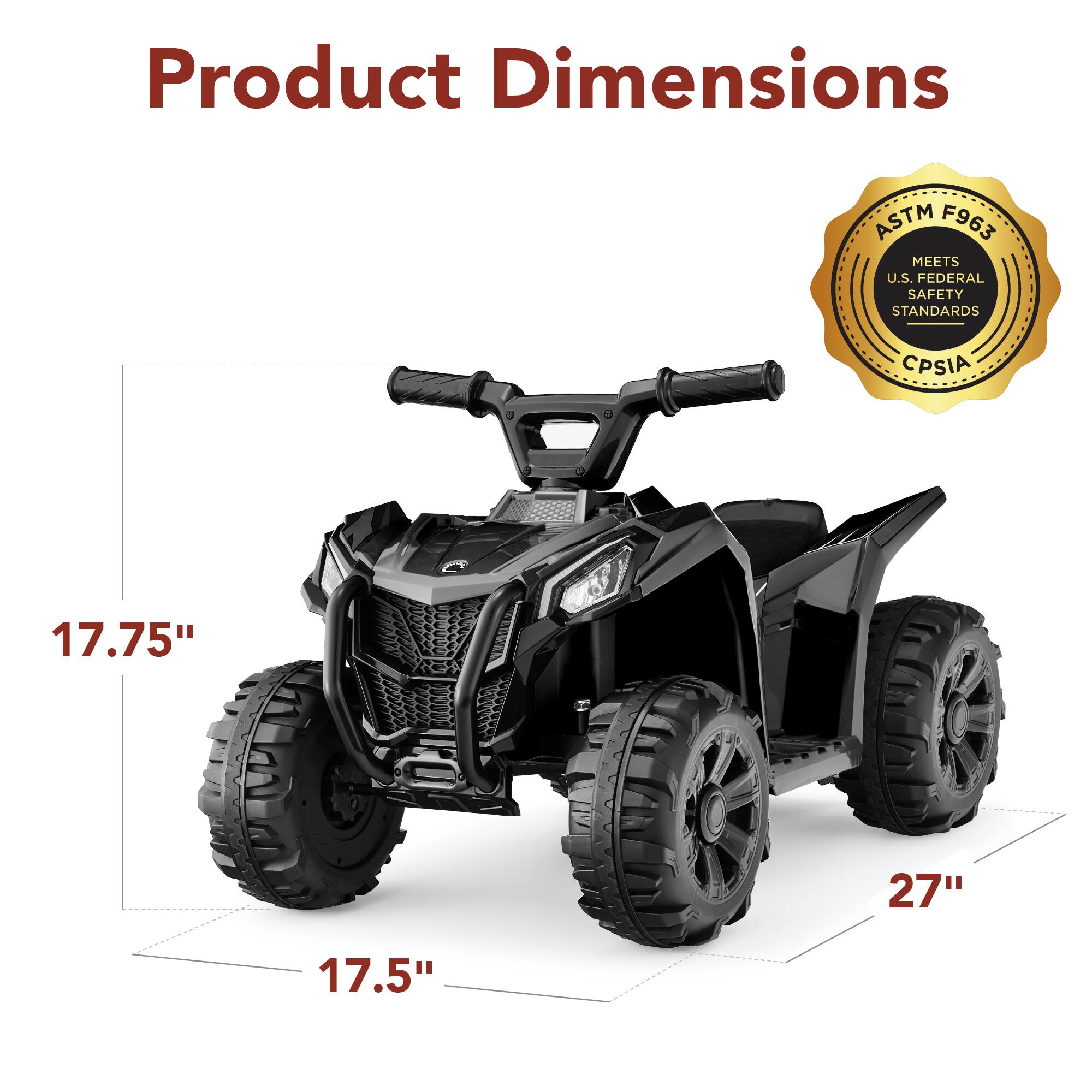Product Dimensions: ASTM F963, Meets U.S. Federal Safety Standards CPSIA. Dimensions: 17.75" x 27" x 17.5".