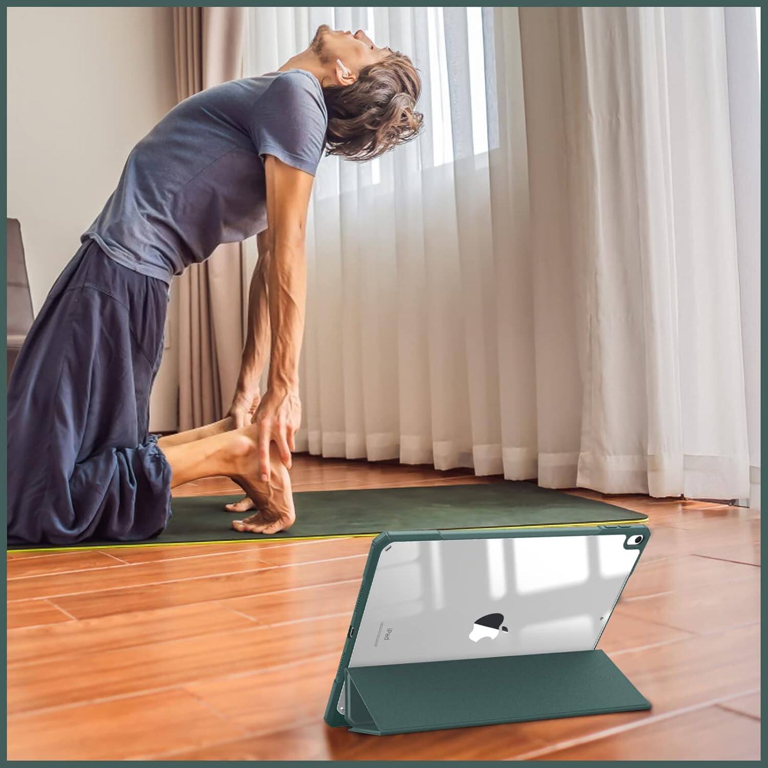 Alt View 4. Fintie - Clear Case for iPad Air 3rd Generation 2019 / iPad Pro 10.5" 2017 Slim Hybrid Shockproof Hard PC Back Cover - Midnight Green.